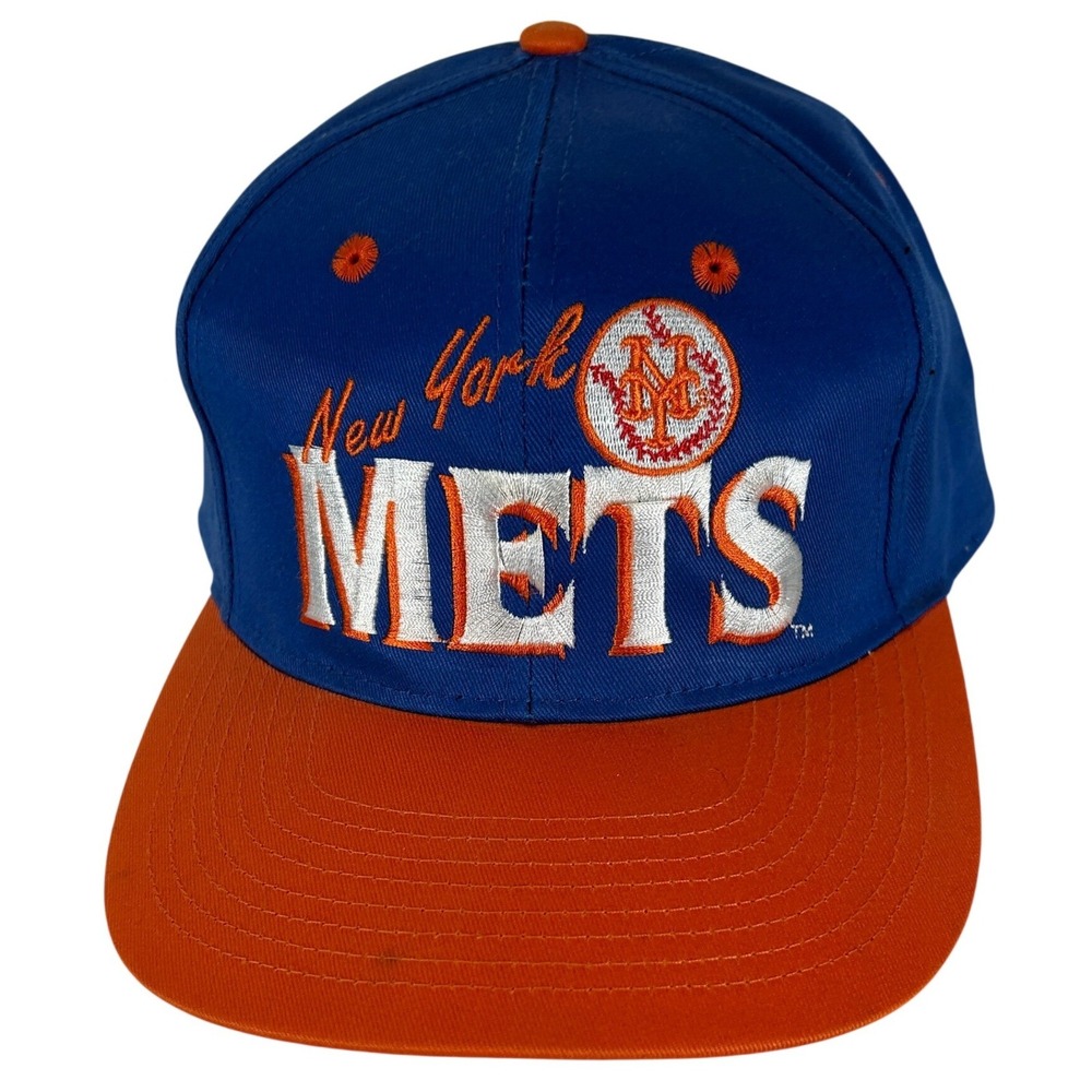 Vintage Annco New York Mets Snapback Hat MLB Genuine Merchandise Blue Orange